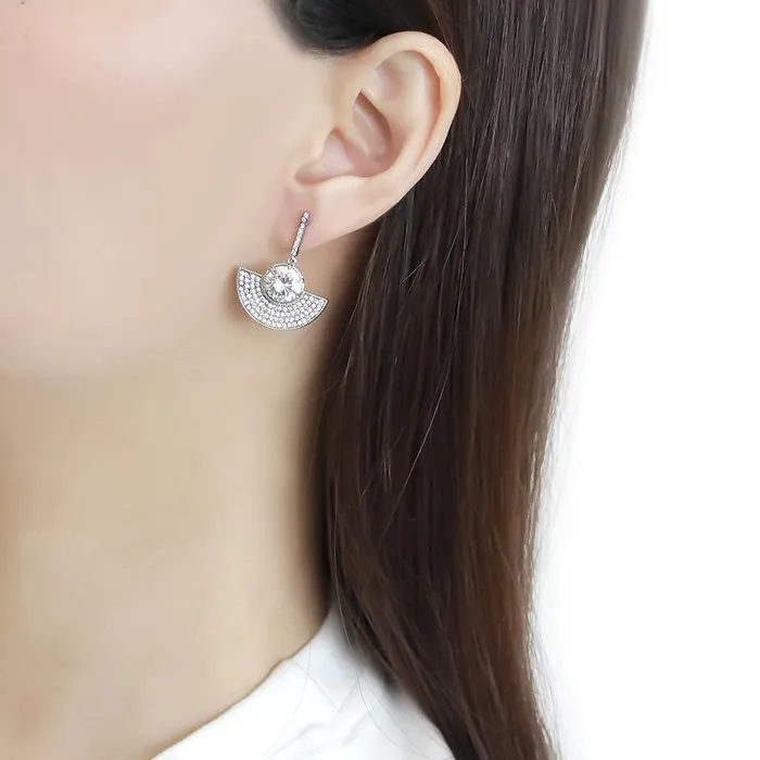 Alamode Earrings DA334 No Plating Stainless Steel Earrings with AAA Grade CZ in Clear