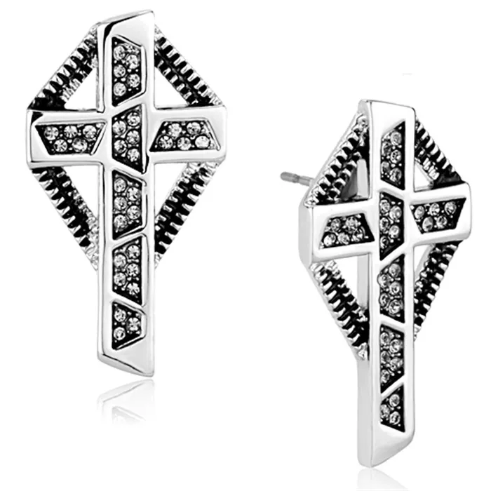 Alamode Earrings LO3282 Rhodium Brass Earrings with Top Grade Crystal in Black Diamond Alamode Earrings LO3282 Rhodium Brass Earrings with Top Grade Crystal in Black Diamond