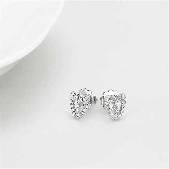 Alamode Earrings LO4673 Rhodium Brass Earrings with Top Grade Crystal in Clear