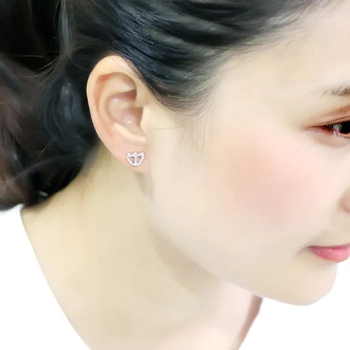 Alamode Earrings LO4673 Rhodium Brass Earrings with Top Grade Crystal in Clear