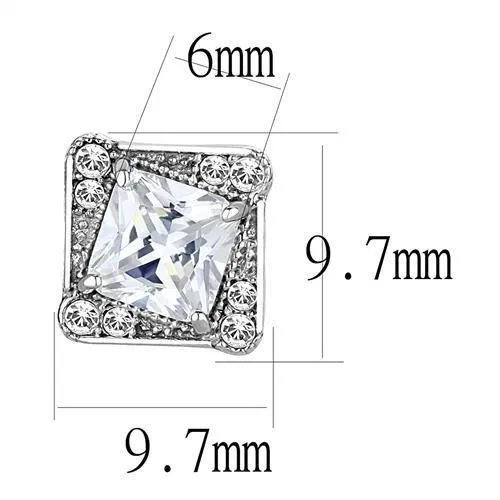 Alamode Earrings TK3104 High polished no plating Stainless Steel Earrings with AAA Grade CZ in Clear