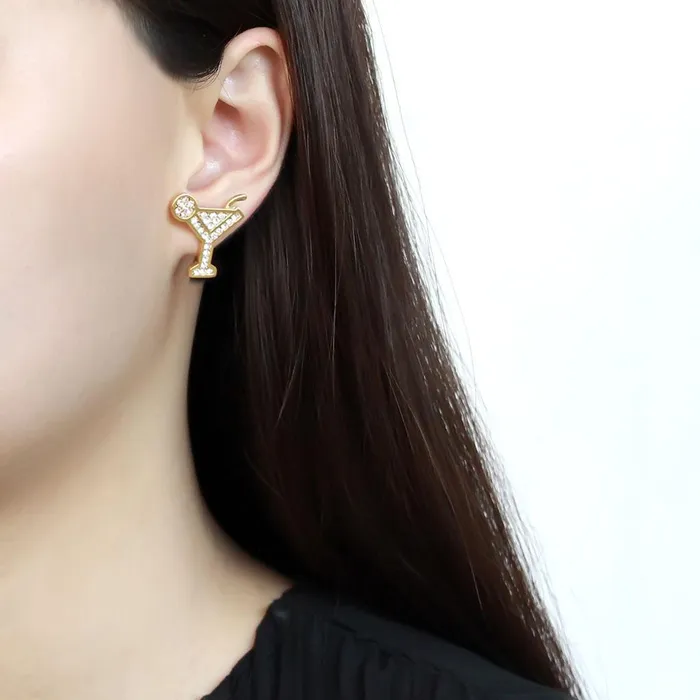 Alamode Earrings TK3660 IP GoldIon Plating Stainless Steel Earrings with Top Grade Crystal in Silk