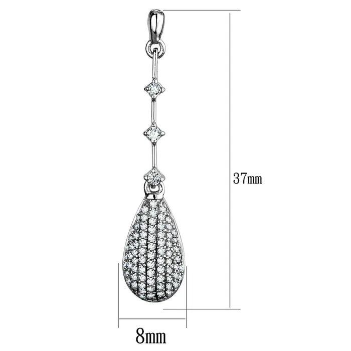 Alamode Earrings TS292 Rhodium 925 Sterling Silver Earrings with AAA Grade CZ in Clear