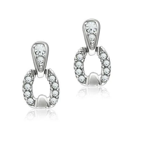 Alamode LO1999 Rhodium White Metal Earrings with Top Grade Crystal in Clear Earrings Alamode LO1999 Rhodium White Metal Earrings with Top Grade Crystal in Clear Earrings