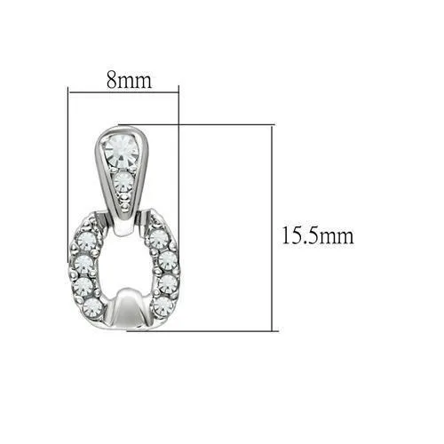 Alamode LO1999 Rhodium White Metal Earrings with Top Grade Crystal in Clear Earrings