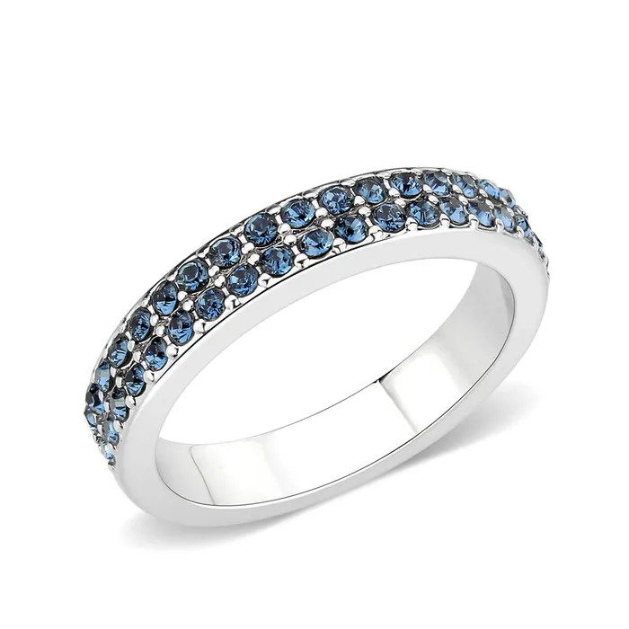 Alamode LO4757 Rhodium Brass Ring with Top Grade Crystal in Montana Rings