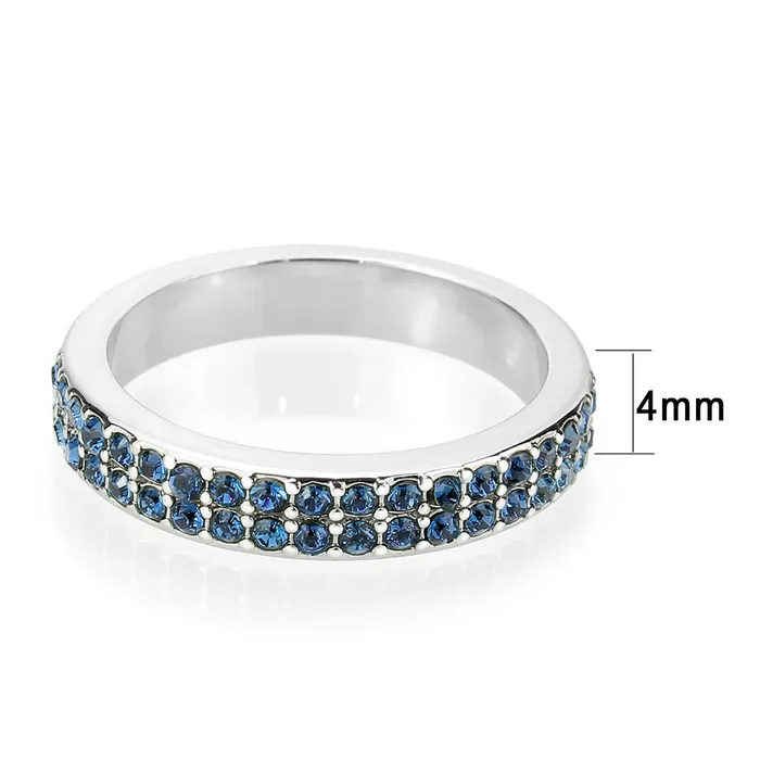 Alamode LO4757 Rhodium Brass Ring with Top Grade Crystal in Montana Rings