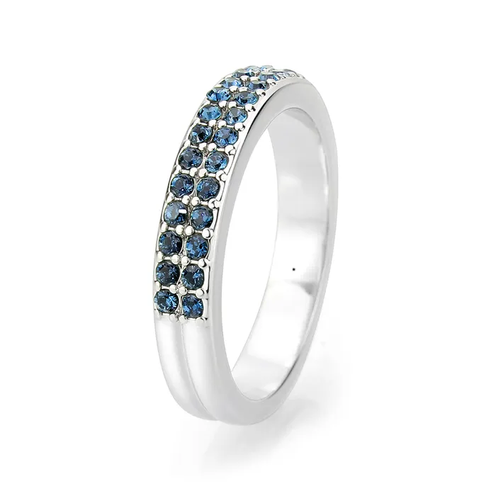 Alamode LO4757 Rhodium Brass Ring with Top Grade Crystal in Montana Rings