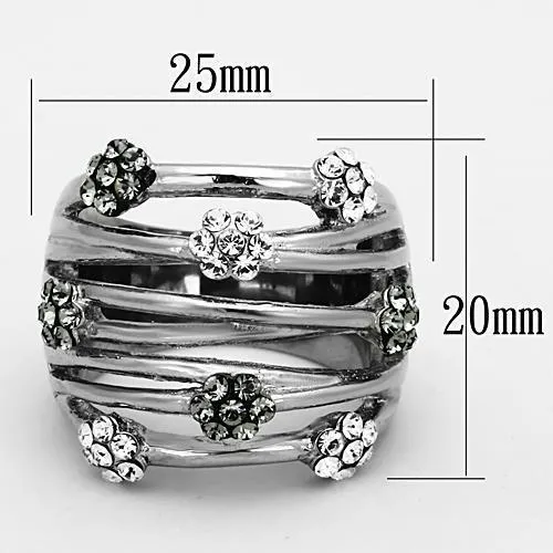 Alamode LOATK1372 High polished no plating Stainless Steel Ring with Epoxy in Jet Rings