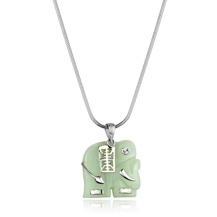 Alamode LOS860 Rhodium 925 Sterling Silver Necklace with Synthetic in Emerald Necklaces Alamode LOS860 Rhodium 925 Sterling Silver Necklace with Synthetic in Emerald Necklaces