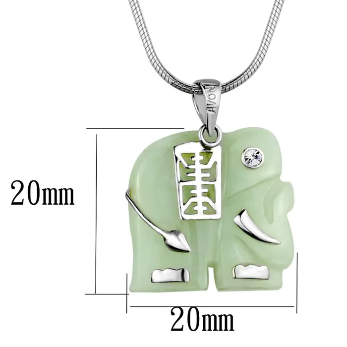 Alamode LOS860 Rhodium 925 Sterling Silver Necklace with Synthetic in Emerald Necklaces