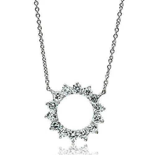 Alamode Necklaces 3W072 Rhodium Brass Necklace with AAA Grade CZ in Clear