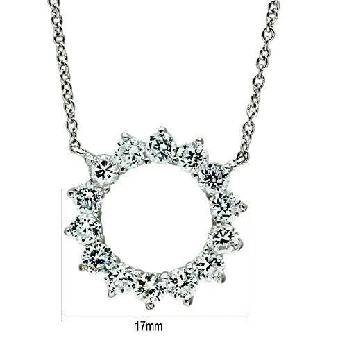 Alamode Necklaces 3W072 Rhodium Brass Necklace with AAA Grade CZ in Clear