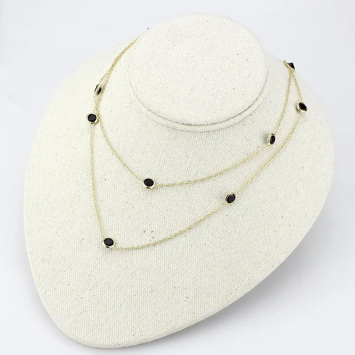 Alamode Necklaces LO4702 Gold Brass Necklace with AAA Grade CZ in Garnet