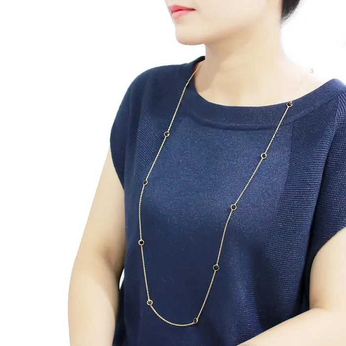 Alamode Necklaces LO4702 Gold Brass Necklace with AAA Grade CZ in Garnet