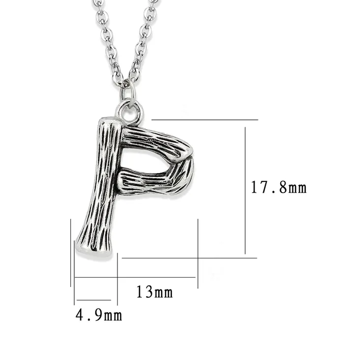 Alamode Necklaces TK3853P High Polished Stainless Steel Chain Initial Pendant Letter P Alamode Necklaces TK3853P High Polished Stainless Steel Chain Initial Pendant Letter P