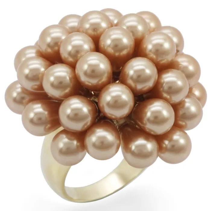 Alamode Rings 1W050 Gold Brass Ring with Synthetic Pearl in Champagne