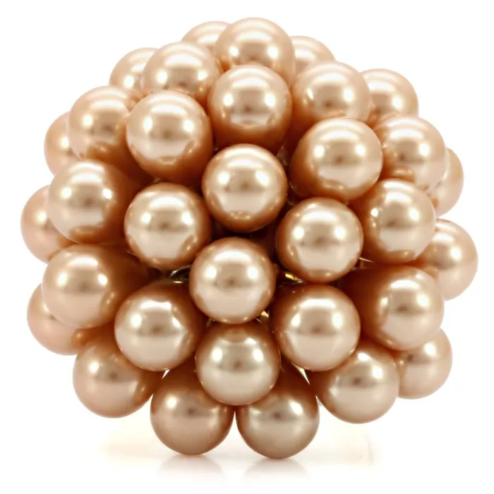 Alamode Rings 1W050 Gold Brass Ring with Synthetic Pearl in Champagne