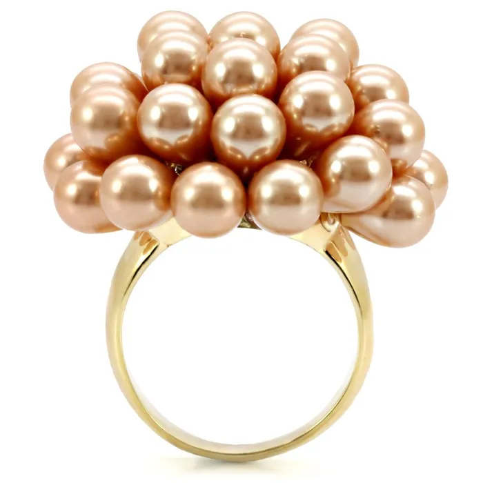 Alamode Rings 1W050 Gold Brass Ring with Synthetic Pearl in Champagne