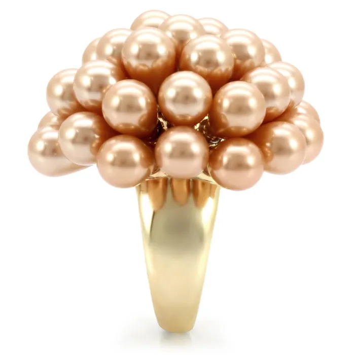 Alamode Rings 1W050 Gold Brass Ring with Synthetic Pearl in Champagne