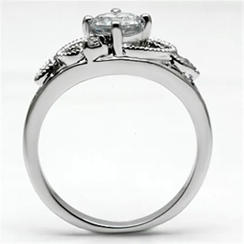 Alamode Rings 3W034 Rhodium Brass Ring with AAA Grade CZ in Clear