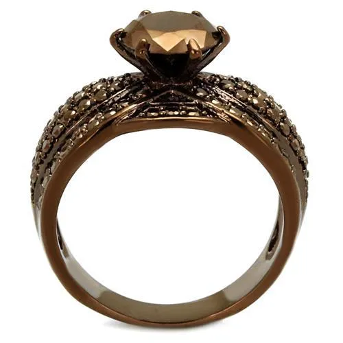 Alamode Rings 3W1100 IP Coffee light Brass Ring with AAA Grade CZ in Light Coffee
