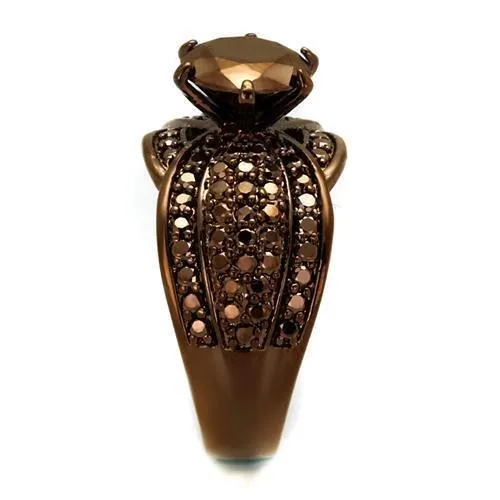 Alamode Rings 3W1100 IP Coffee light Brass Ring with AAA Grade CZ in Light Coffee