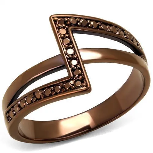 Alamode Rings 3W1162 IP Coffee light Brass Ring with AAA Grade CZ in Light Coffee Alamode Rings 3W1162 IP Coffee light Brass Ring with AAA Grade CZ in Light Coffee