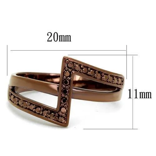 Alamode Rings 3W1162 IP Coffee light Brass Ring with AAA Grade CZ in Light Coffee