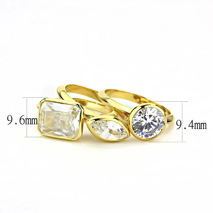 Alamode Rings 3W1482 Gold Brass Ring with AAA Grade CZ in Clear