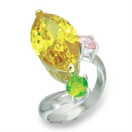Alamode Rings 413328 Reverse TwoTone 925 Sterling Silver Ring with AAA Grade CZ in Citrine Alamode Rings 413328 Reverse TwoTone 925 Sterling Silver Ring with AAA Grade CZ in Citrine