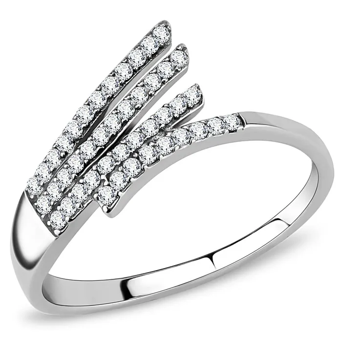 Alamode Rings DA043 High polished no plating Stainless Steel Ring with AAA Grade CZ in Clear Alamode Rings DA043 High polished no plating Stainless Steel Ring with AAA Grade CZ in Clear