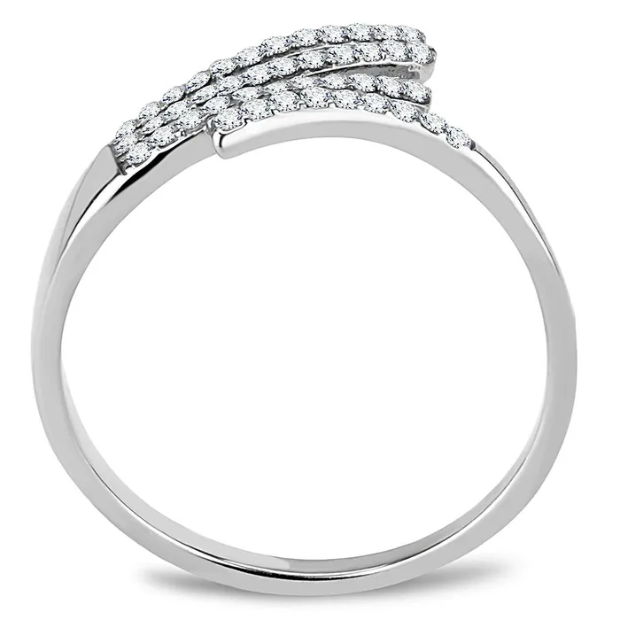 Alamode Rings DA043 High polished no plating Stainless Steel Ring with AAA Grade CZ in Clear