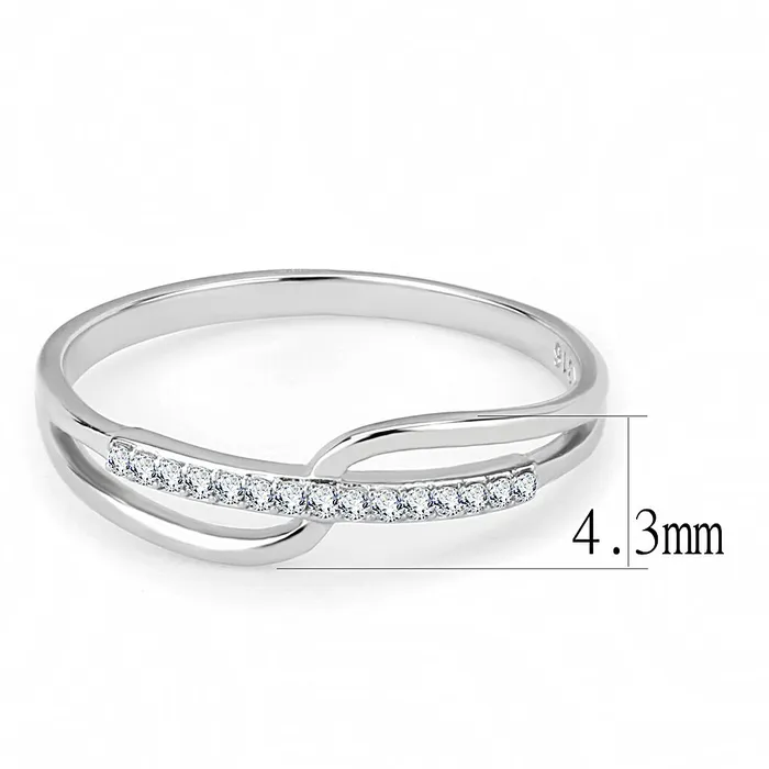 Alamode Rings DA045 High polished no plating Stainless Steel Ring with AAA Grade CZ in Clear