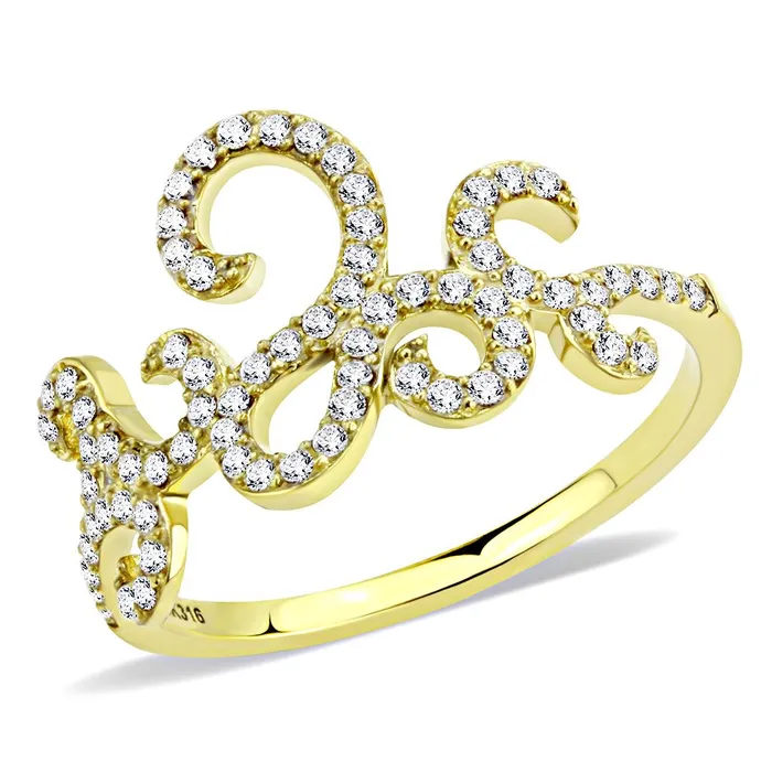 Alamode Rings DA170 IP GoldIon Plating Stainless Steel Ring with AAA Grade CZ in Clear Alamode Rings DA170 IP GoldIon Plating Stainless Steel Ring with AAA Grade CZ in Clear