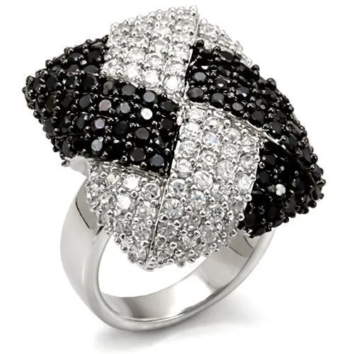 Alamode Rings LO1587 Rhodium Ruthenium Brass Ring with AAA Grade CZ in Black Diamond Alamode Rings LO1587 Rhodium Ruthenium Brass Ring with AAA Grade CZ in Black Diamond