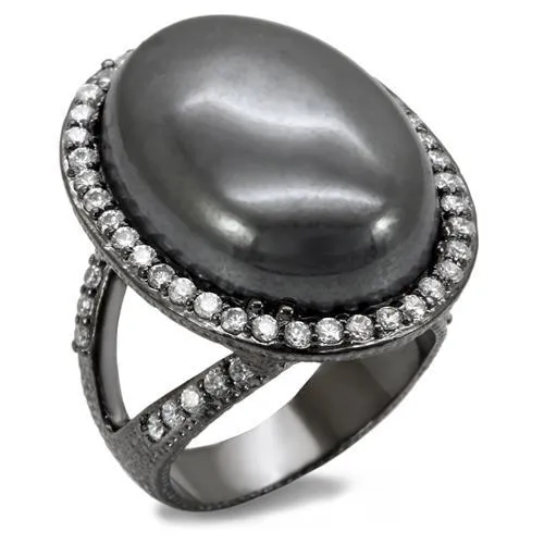 Alamode Rings LO1679 TIN Cobalt Black Brass Ring with SemiPrecious Hematite in Jet Alamode Rings LO1679 TIN Cobalt Black Brass Ring with SemiPrecious Hematite in Jet