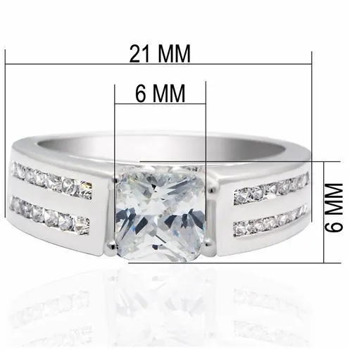 Alamode Rings LO2070 Rhodium Brass Ring with AAA Grade CZ in Clear