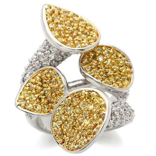 Alamode Rings LOA937 GoldRhodium Brass Ring with AAA Grade CZ in Topaz