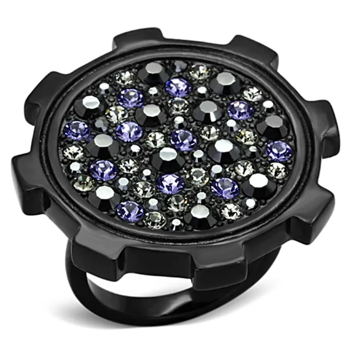 Alamode Rings TK1296 IP BlackIon Plating Stainless Steel Ring with Top Grade Crystal in Multi Color Alamode Rings TK1296 IP BlackIon Plating Stainless Steel Ring with Top Grade Crystal in Multi Color