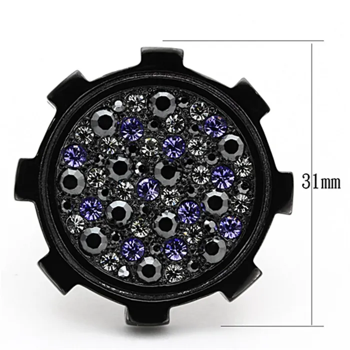 Alamode Rings TK1296 IP BlackIon Plating Stainless Steel Ring with Top Grade Crystal in Multi Color