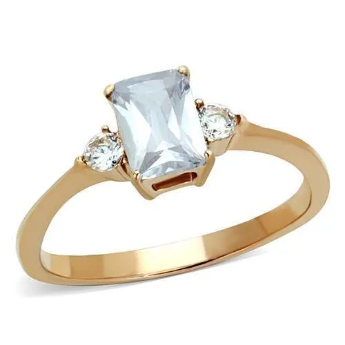 Alamode Rings TK1589 IP Rose GoldIon Plating Stainless Steel Ring with AAA Grade CZ in Clear Alamode Rings TK1589 IP Rose GoldIon Plating Stainless Steel Ring with AAA Grade CZ in Clear