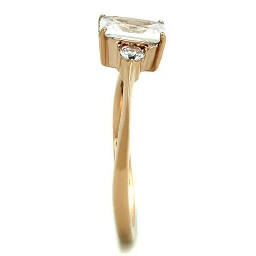 Alamode Rings TK1589 IP Rose GoldIon Plating Stainless Steel Ring with AAA Grade CZ in Clear