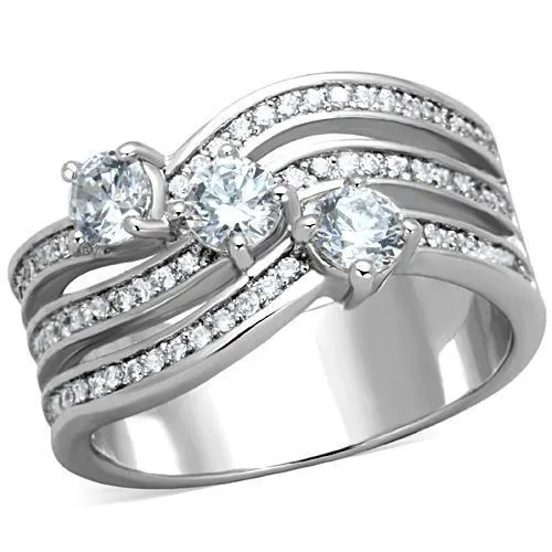 Alamode Rings TK1683 High polished no plating Stainless Steel Ring with AAA Grade CZ in Clear Alamode Rings TK1683 High polished no plating Stainless Steel Ring with AAA Grade CZ in Clear
