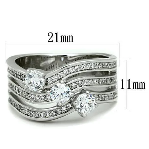 Alamode Rings TK1683 High polished no plating Stainless Steel Ring with AAA Grade CZ in Clear