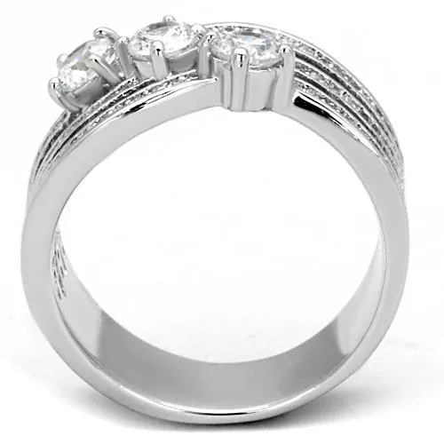 Alamode Rings TK1683 High polished no plating Stainless Steel Ring with AAA Grade CZ in Clear