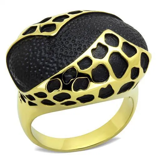 Alamode Rings TK1784 IP GoldIon Plating Stainless Steel Ring with Epoxy in Jet Alamode Rings TK1784 IP GoldIon Plating Stainless Steel Ring with Epoxy in Jet