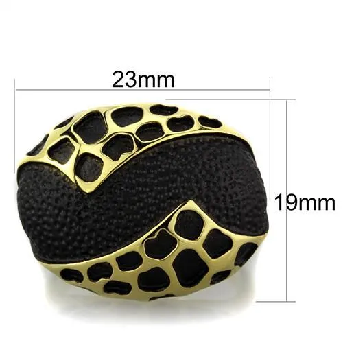 Alamode Rings TK1784 IP GoldIon Plating Stainless Steel Ring with Epoxy in Jet