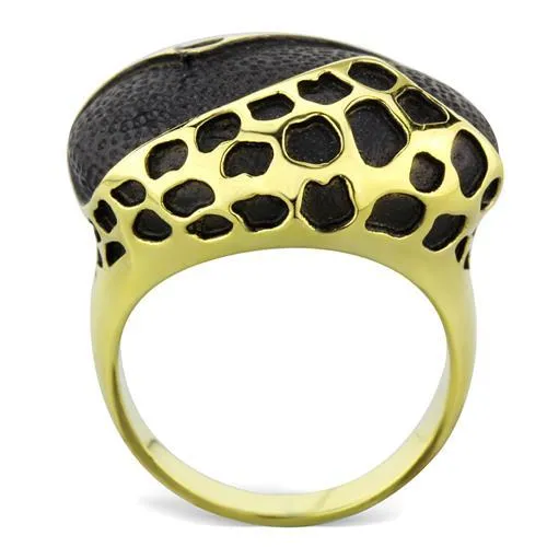 Alamode Rings TK1784 IP GoldIon Plating Stainless Steel Ring with Epoxy in Jet