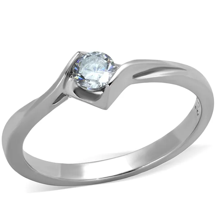 Alamode Rings TK2042 High polished no plating Stainless Steel Ring with AAA Grade CZ in Clear Alamode Rings TK2042 High polished no plating Stainless Steel Ring with AAA Grade CZ in Clear